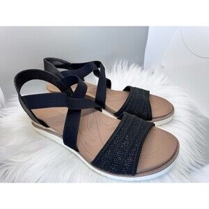 STORE RETURN Bobs By Sketchers Black Wedge Arch Orthopedic Comfortable Size 9